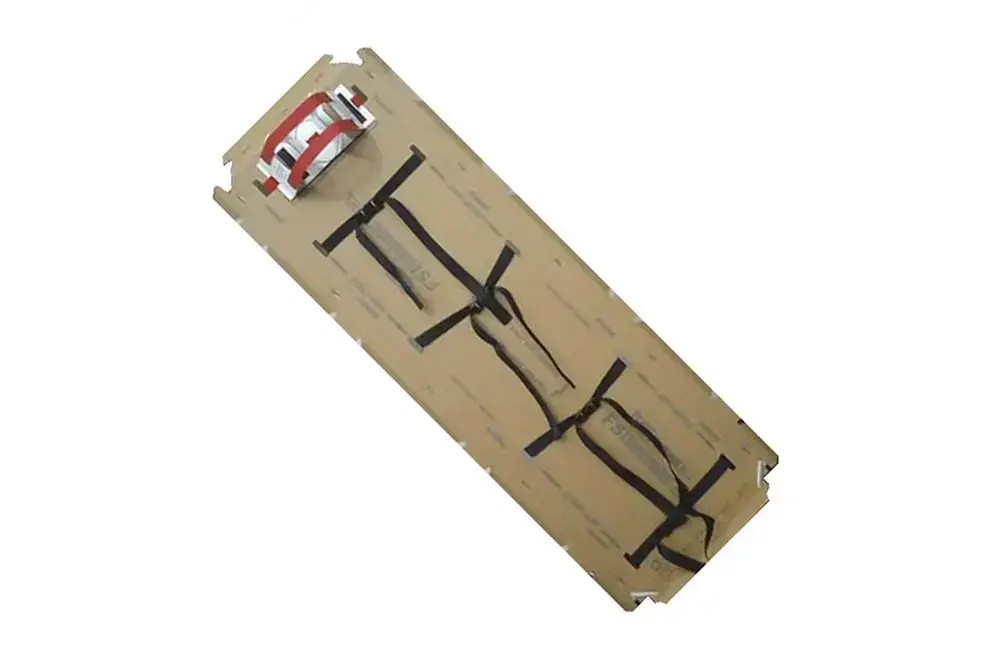 F-EM-12 – TRANSPORTER® FLUID RESISTANT DISPOSABLE ADULT BACKBOARDS – 4 STRAPS / HEAD IMMOBILIZER / C-COLLAR / BLANKET / TRIAGE CARD – BOX OF 5
