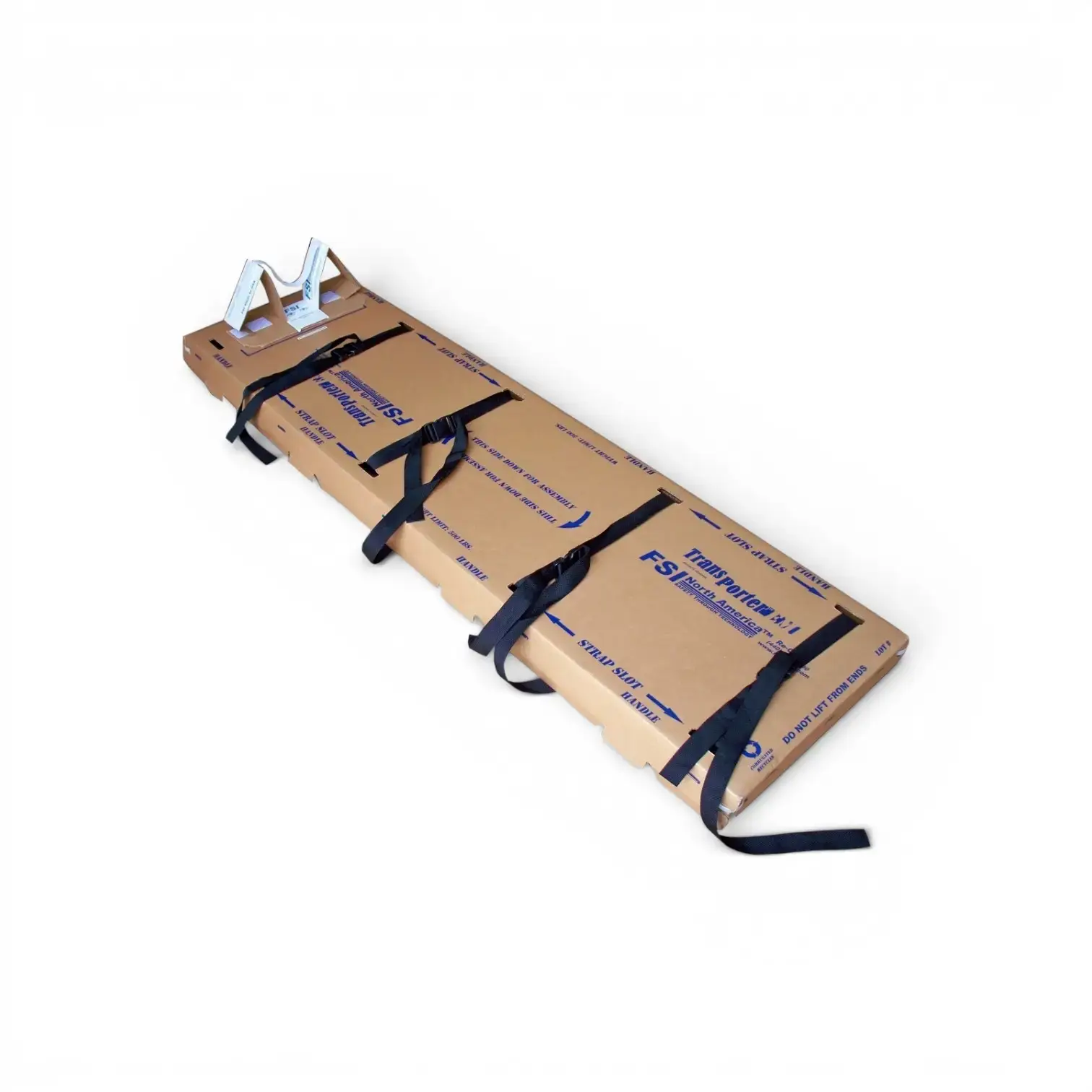 F-EM-8 – TRANSPORTER® FLUID RESISTANT DISPOSABLE ADULT BACKBOARDS – 4 STRAPS / HEAD IMMOBILIZER – BOX OF 5